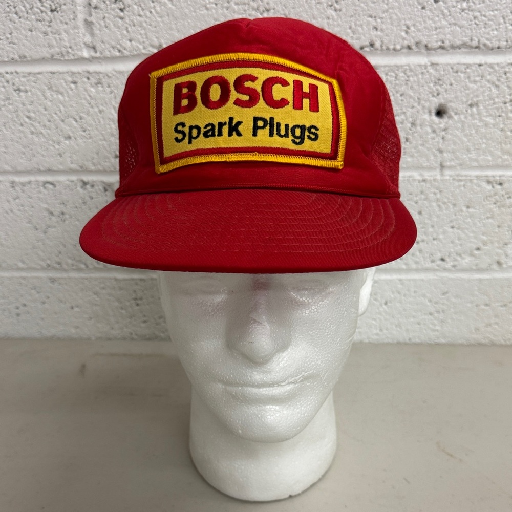 Vintage Bosch Red SnapBack Trucker Cap with Yellow Patch